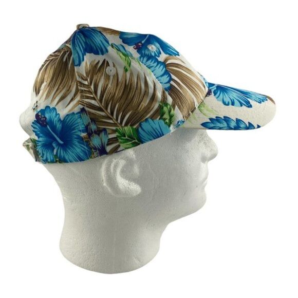 Hawaiian tropical Unisex White Blue Floral All Over Print Baseball  Hat Cap OS - Picture 3 of 7